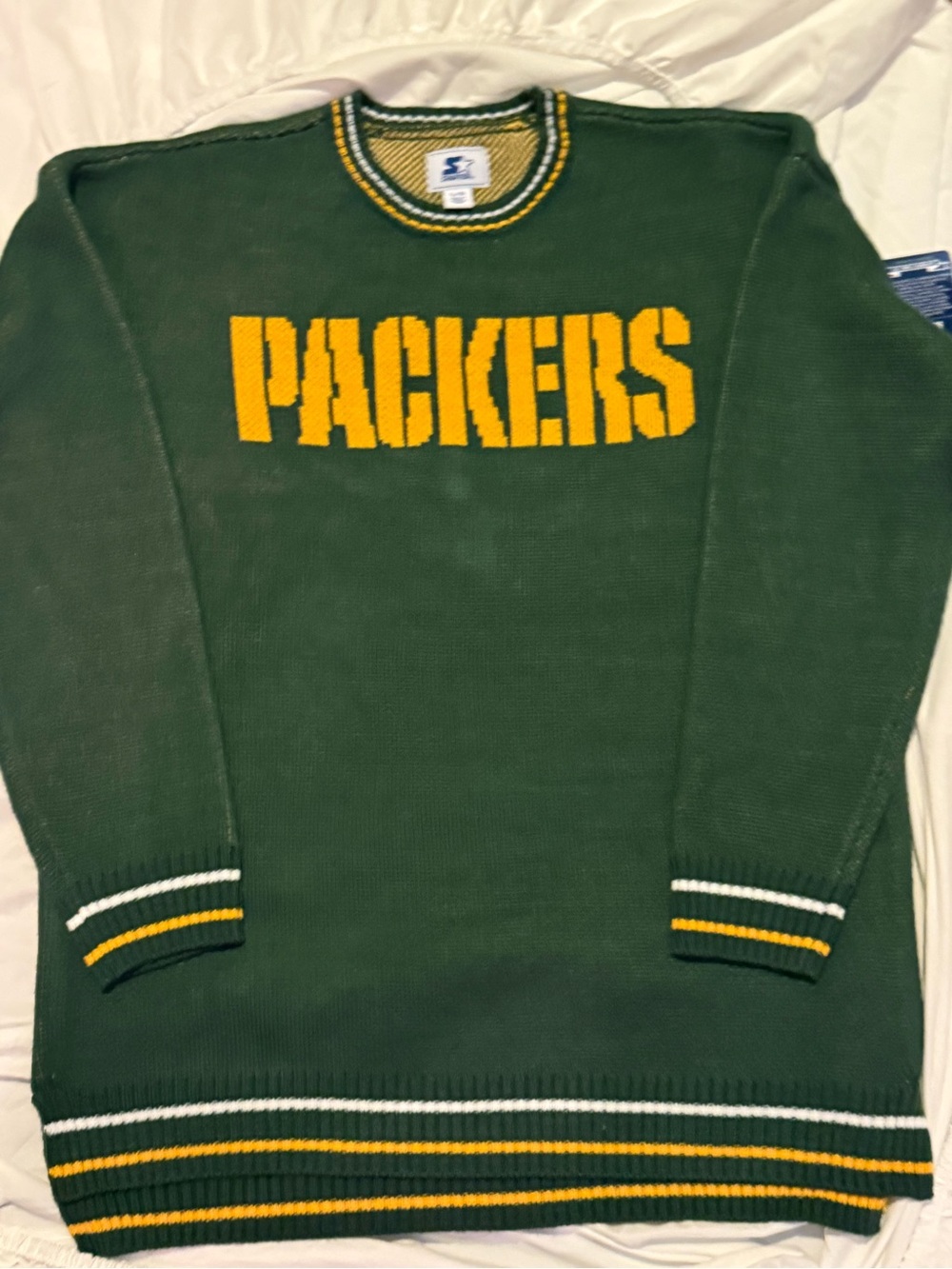 Women's Starter Green & Gold Packers Knit Sweater - new with tag!